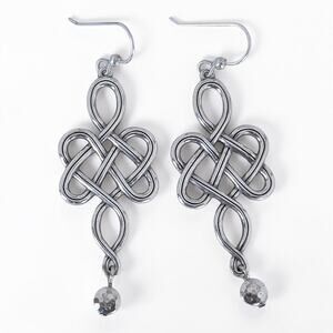 Brighton Interlok Endless Knot French Wire Earrings Silver Plated Celtic 2.25"